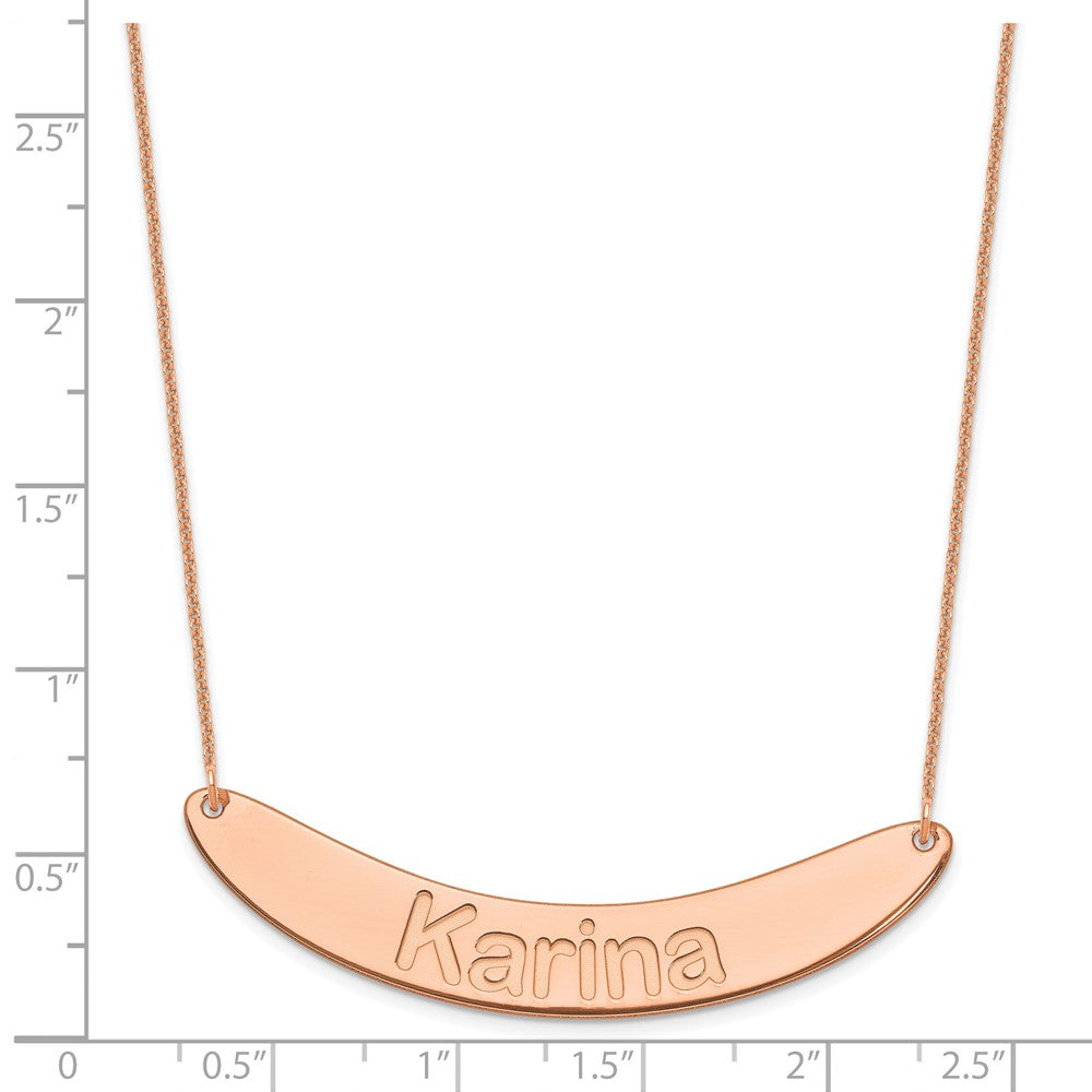 14k Rose Gold Large ARIAL ROUNDED Curved Bar Necklace