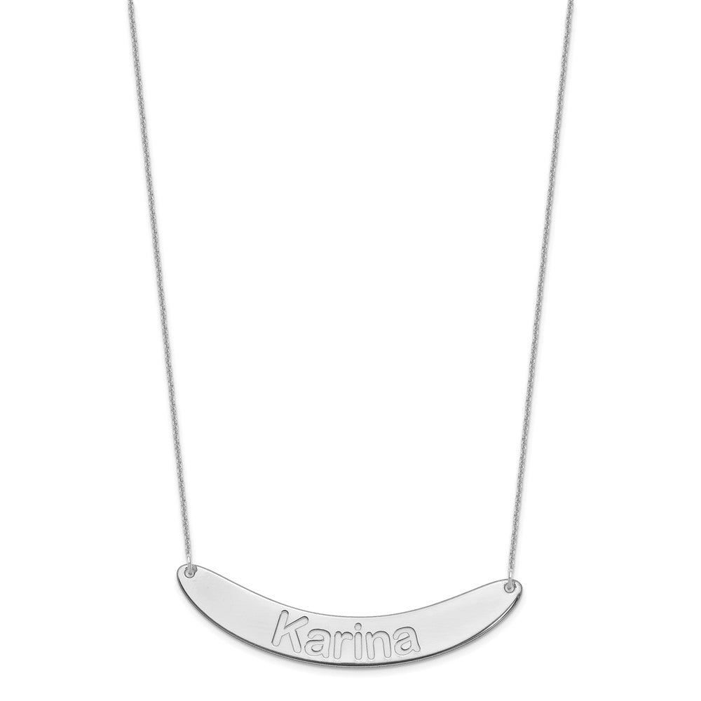 10kWhite Gold Large ARIAL ROUNDED Curved Bar Necklace