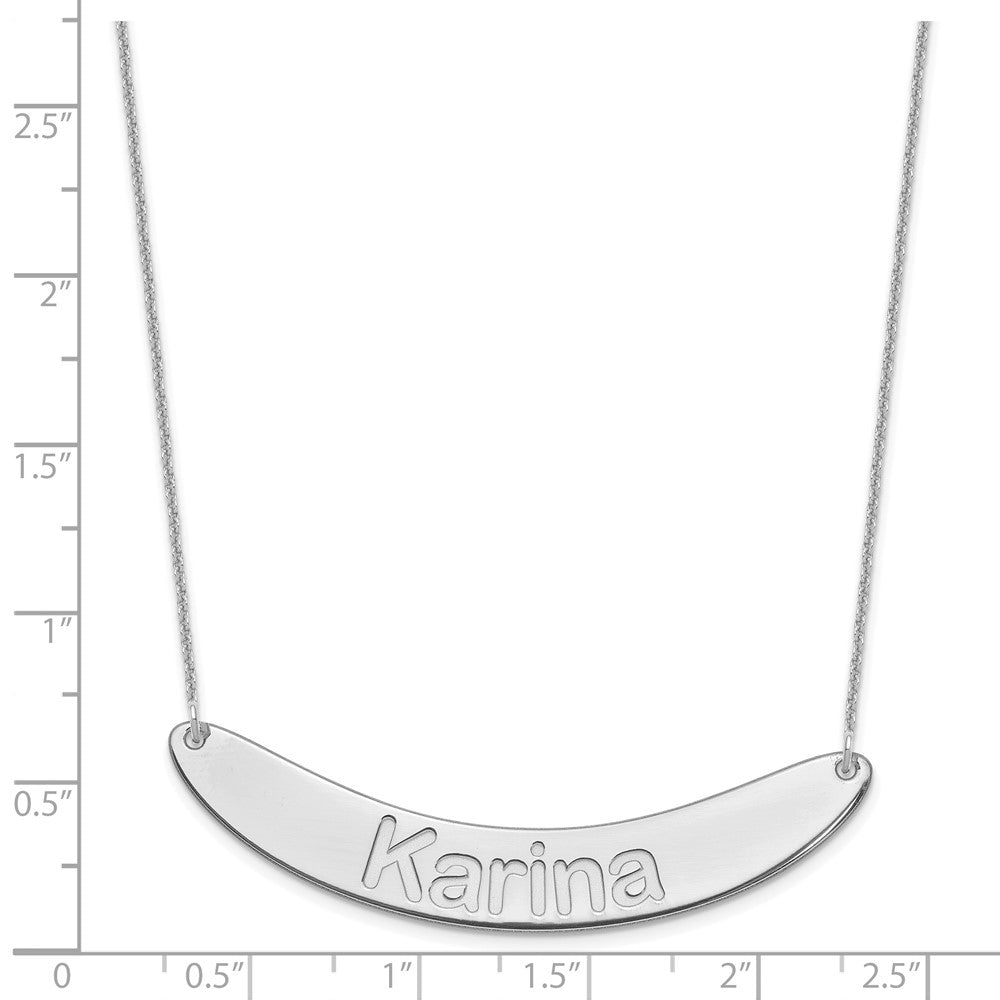 10kWhite Gold Large ARIAL ROUNDED Curved Bar Necklace