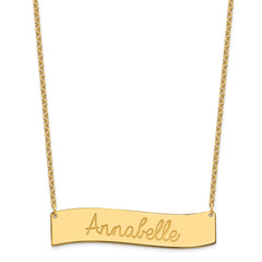 SS/Gold-plated Medium AWAYS IN MY HEART Curved Bar Necklace - 2