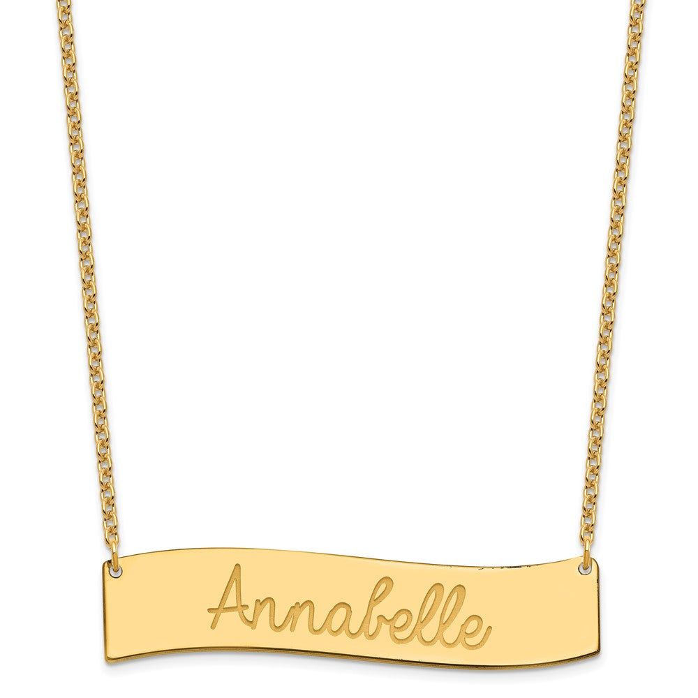 SS/Gold-plated Medium AWAYS IN MY HEART Curved Bar Necklace - 2