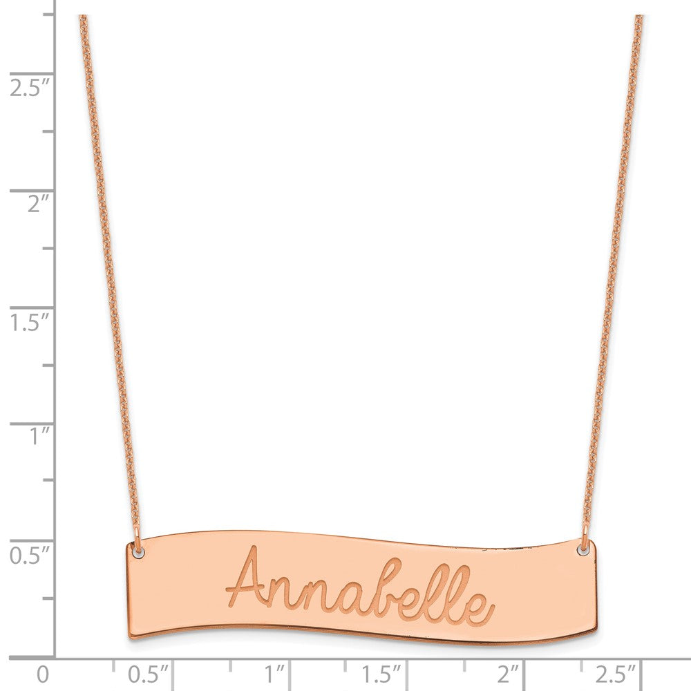 14k Rose Gold Medium ALWAYS IN MY HEART Curved Bar Necklace