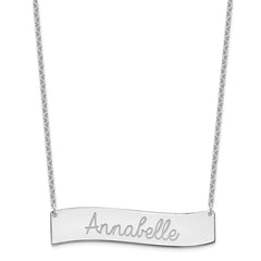 SS/Rhodium-plated Medium ALWAYS IN MY HEART Curved Bar Necklace - 2