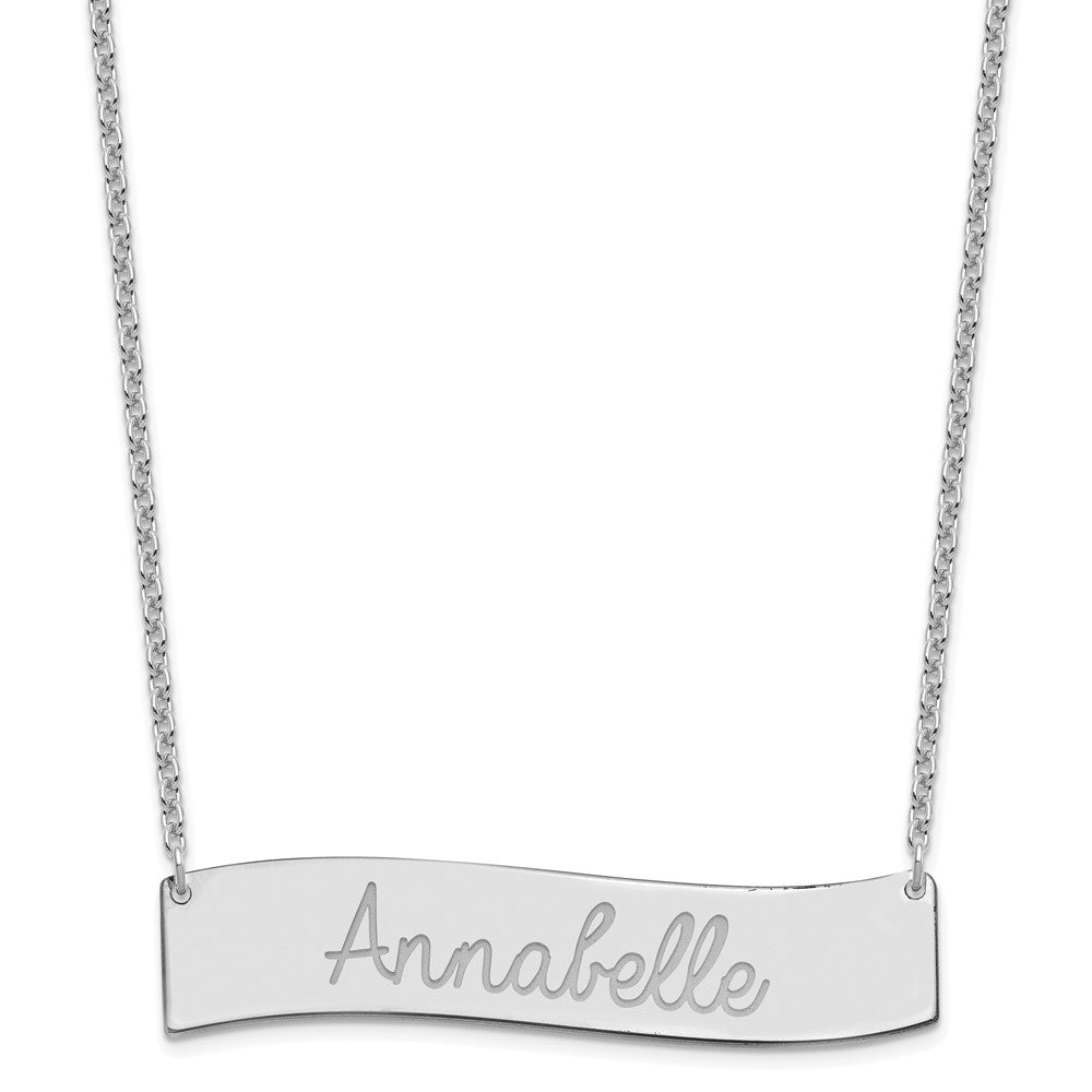 SS/Rhodium-plated Medium ALWAYS IN MY HEART Curved Bar Necklace - 2