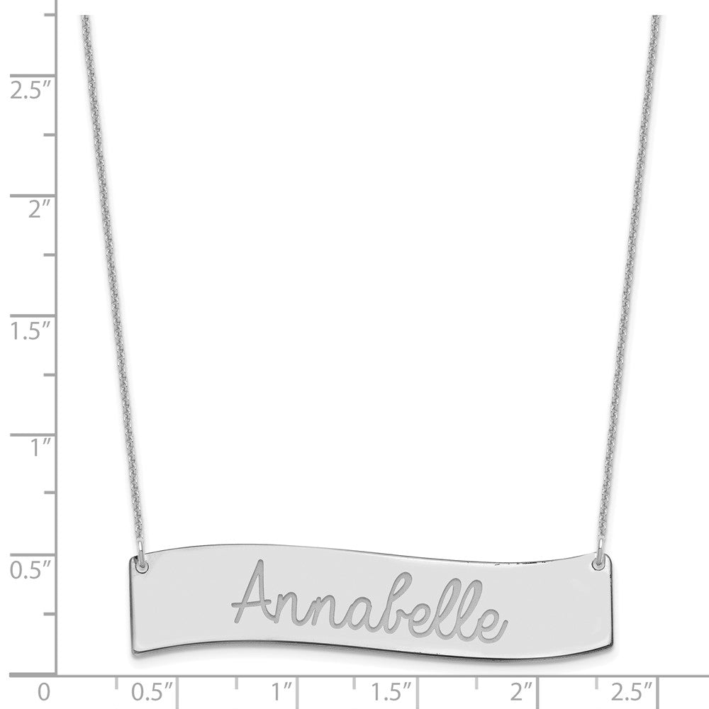 10k White Gold Medium  ALWAYS IN MY HEART Curved Bar Necklace