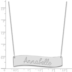 14k White Gold Medium ALWAYS IN MY HEART Curved Bar Necklace