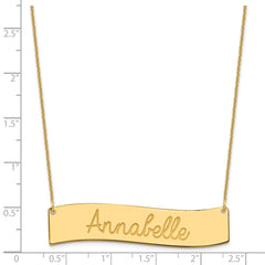 14k Yellow Gold Large ALWAYS IN MY HEART Curved Bar Necklace