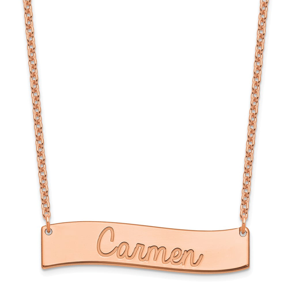 SS/Rose Gold Medium ALWAYS IN MY HEART Curved Bar Necklace - 2