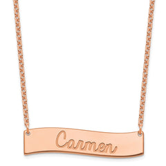 SS/Rose Gold Medium ALWAYS IN MY HEART Curved Bar Necklace - 2
