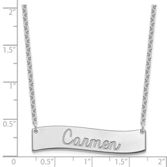 SS/Rhodium-plated Medium ALWAYS IN MY HEART Curved Bar Necklace