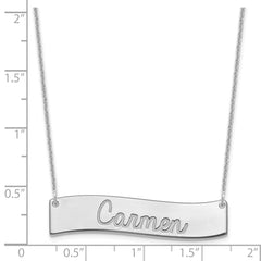 14k White Gold Medium ALWAYS IN MY HEART Curved Bar Necklace - 2