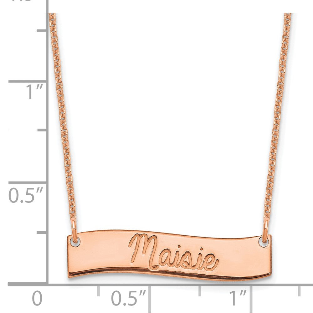 14k Rose Gold Small ALWAYS IN MY HEART Curved Bar Necklace