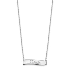 SS/Rhodium-plated Small ALWAYS IN MY HEART Curved Bar Necklace