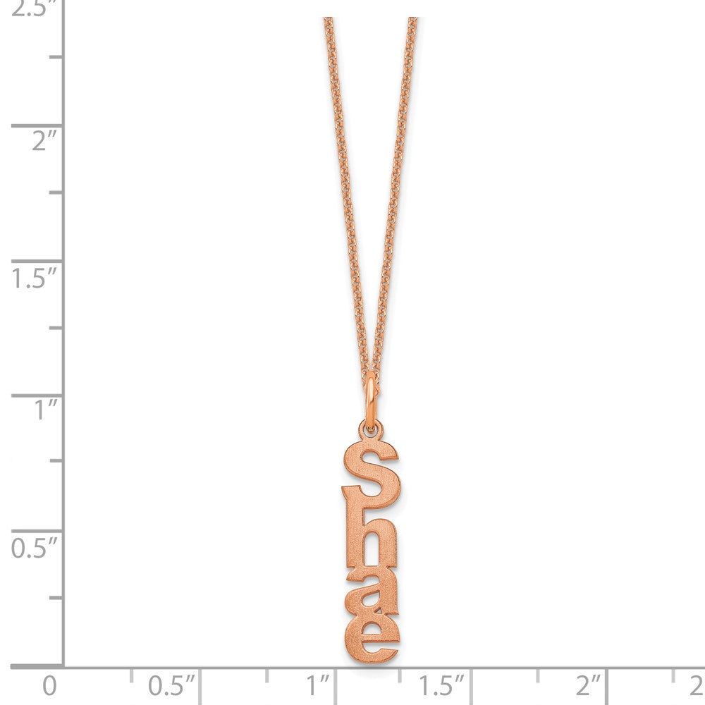 14k Rose Gold Brushed Vertical 1 Name Charm Necklace