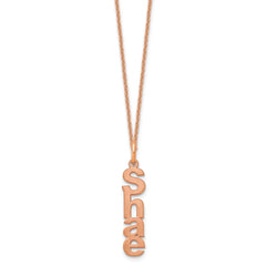 14k Rose Gold Brushed Vertical 1 Name Charm Necklace
