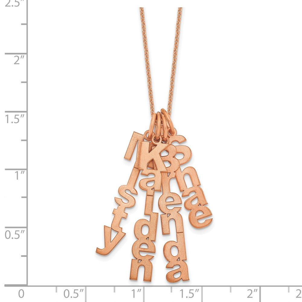 14k Rose Gold Brushed Vertical 4 Name Charm Necklace