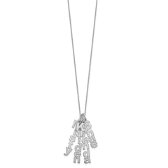 14k White Gold Brushed Vertical 4 Name Charm Necklace