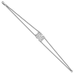 10k White Gold Double Chain Etched Monogram Bracelet