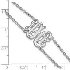 10k White Gold Double Chain Etched Monogram Bracelet