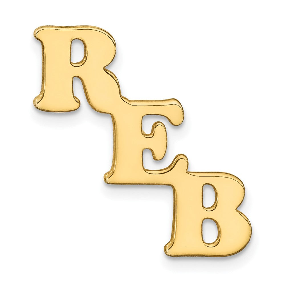 14k Yellow Gold Large cut-out Monogram Tie Tac - 2