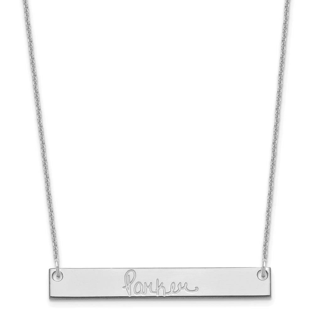 10k White Gold Medium Signature Bar Necklace