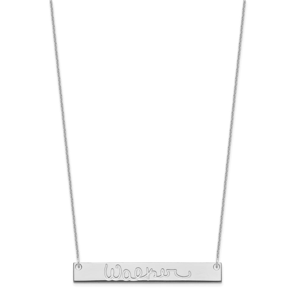 10k White Gold Large Signature Bar Necklace