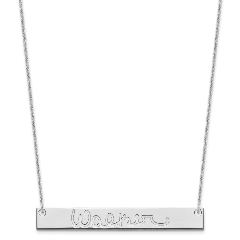 14k White Gold Large Signature Bar Necklace