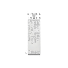 10k White Gold 8 Name Family Pendant