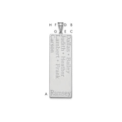 10k White Gold 7 Name Family Pendant