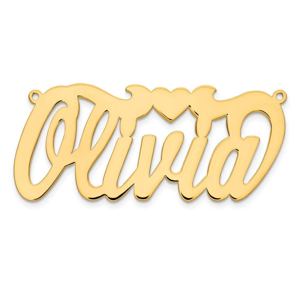 Sterling Silver/Gold-plated Polished Heart Name Plate - 5