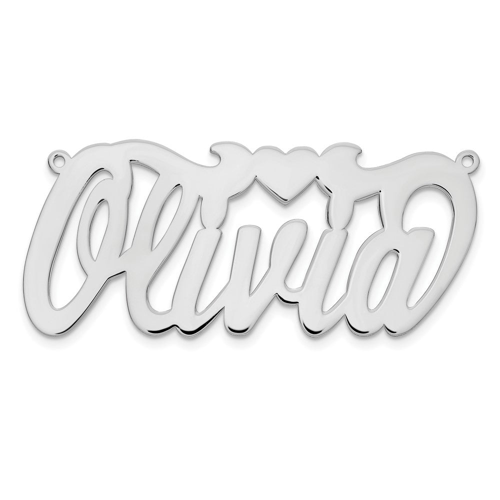 10k White Gold Polished Heart Name Plate - 6