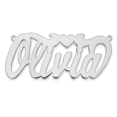 10k White Gold Polished Heart Name Plate - 6