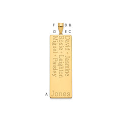 10k Yellow Gold 6 Name Family Pendant