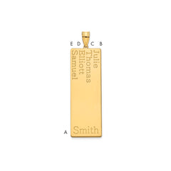 14k Yellow Gold 4 Name Family Pendant