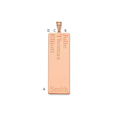 14k Rose Gold 3 Name Family Pendant