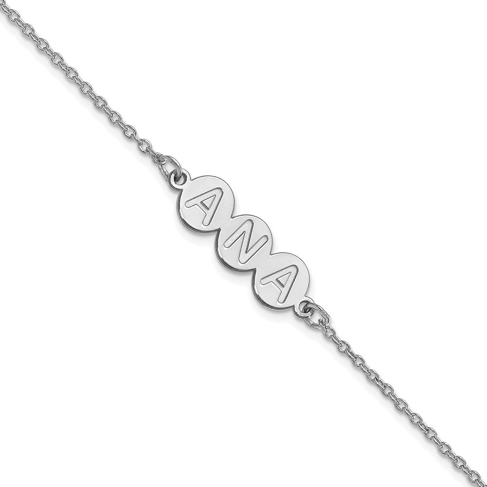 14k White Gold 3 Letter Bubble Bracelet
