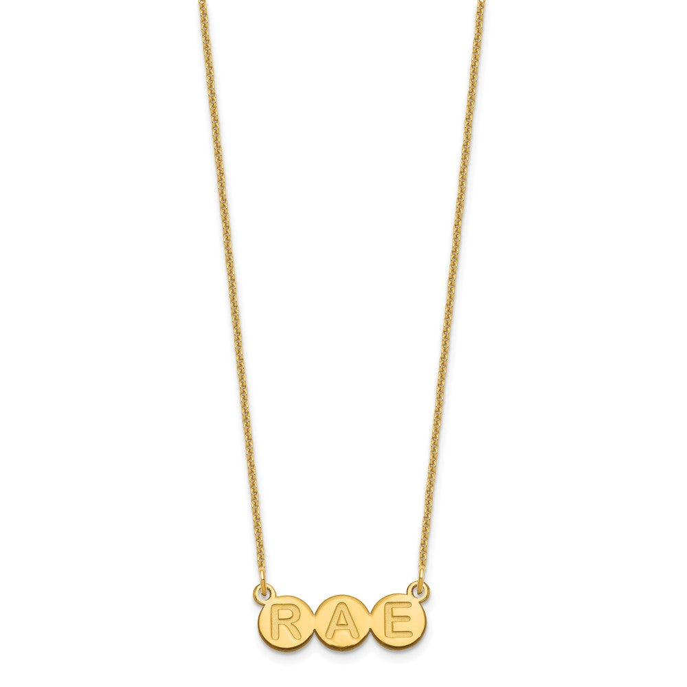 14k Yellow Gold 3 Letter Bubble Necklace