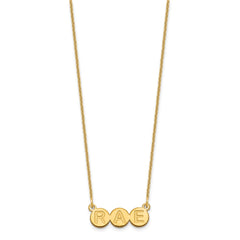 14k Yellow Gold 3 Letter Bubble Necklace