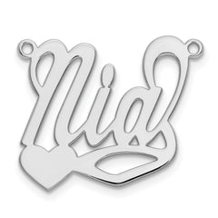 Sterling Silver/Rhodium-plated Polished Heart Name Plate - 6