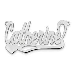Sterling Silver/Rhodium-plated Polished Heart Name Plate - 6