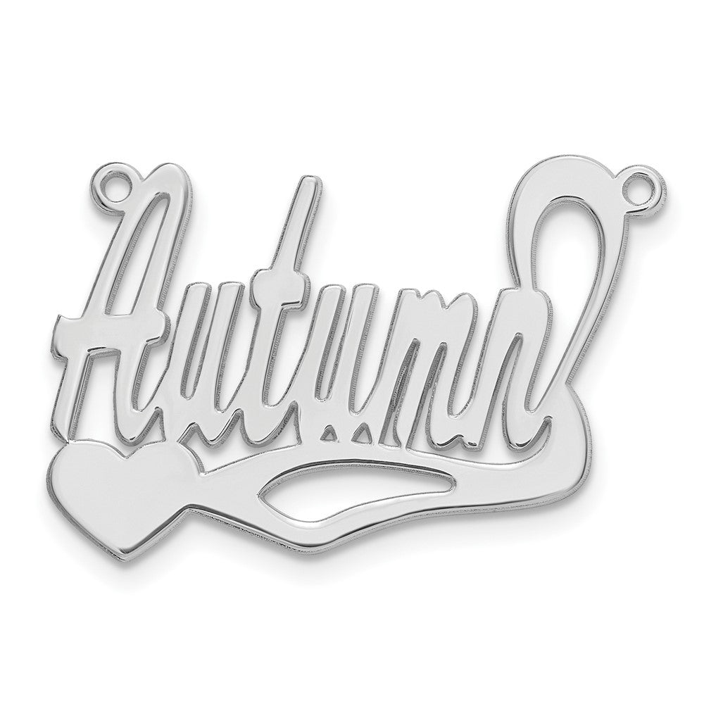 Sterling Silver/Rhodium-plated Polished Heart Name Plate - 6
