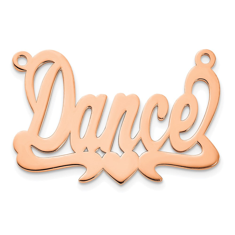 Sterling Silver/Rose-plated Polished Heart Name Plate