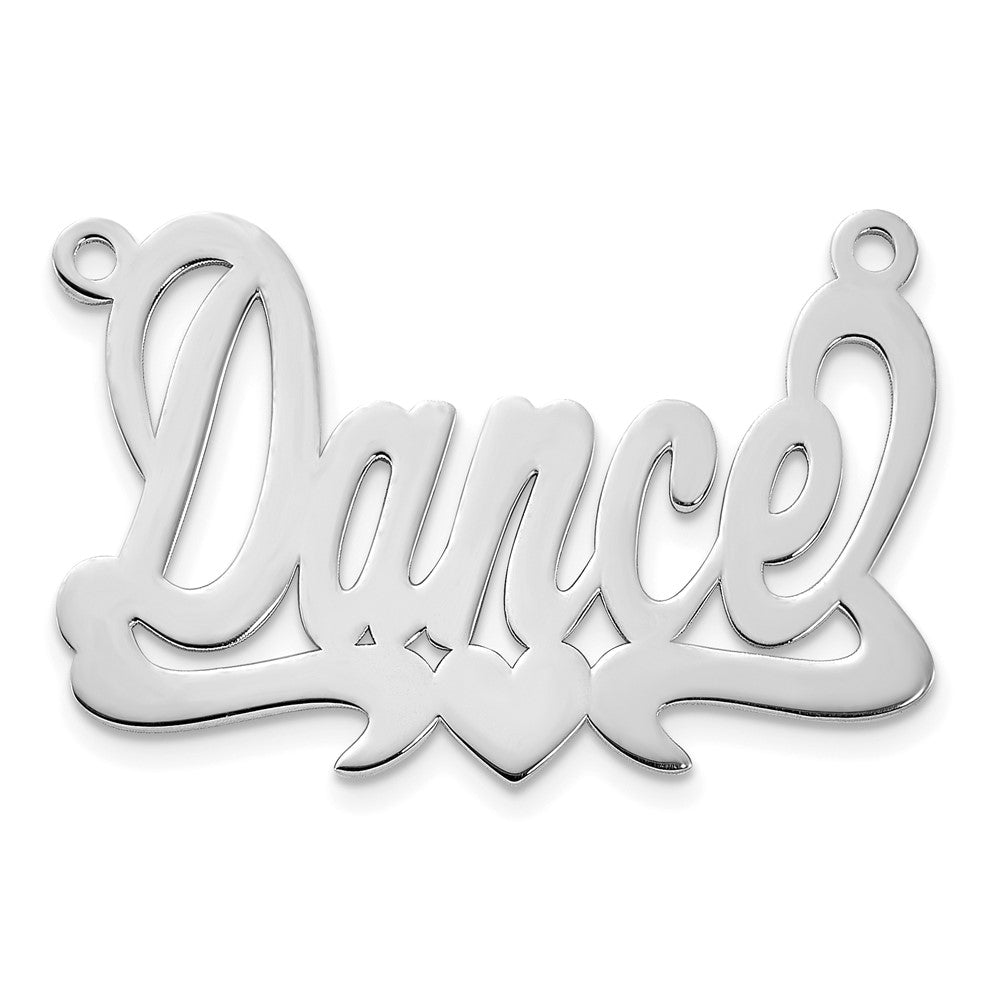 Sterling Silver/Rhodium-plated Polished Heart Name Plate - 3