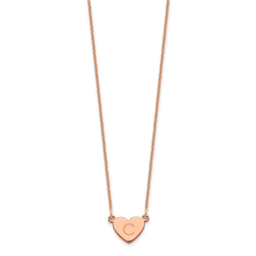 14k Rose Gold Initial Heart Necklace