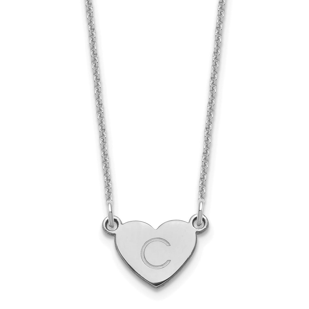 10k White Gold Initial Heart Necklace