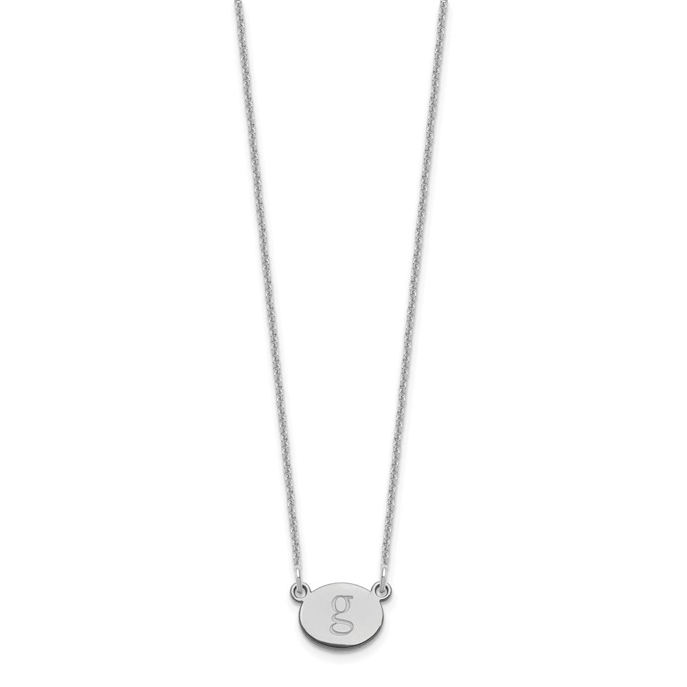 10k White Gold Oval Initial Necklace