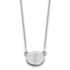10k White Gold Oval Initial Necklace
