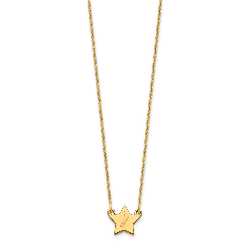 14k Yellow Gold Initial Star Necklace