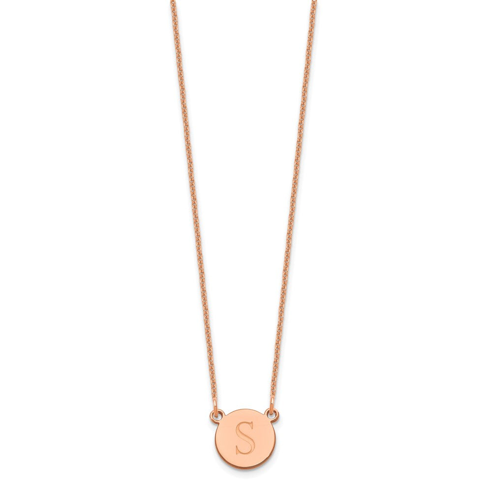 14k Rose Gold Round Initial Necklace