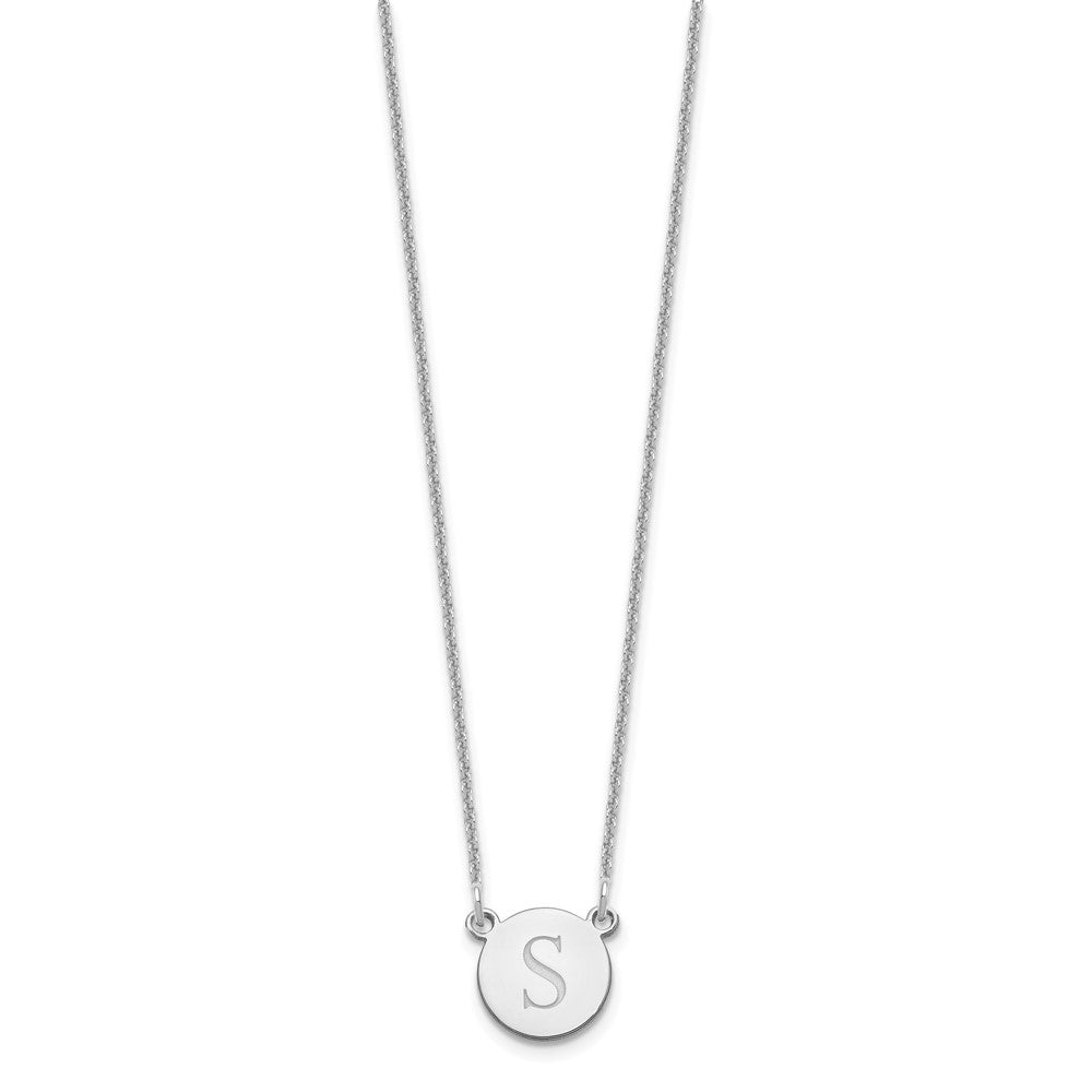 10k White Gold Round Initial Necklace